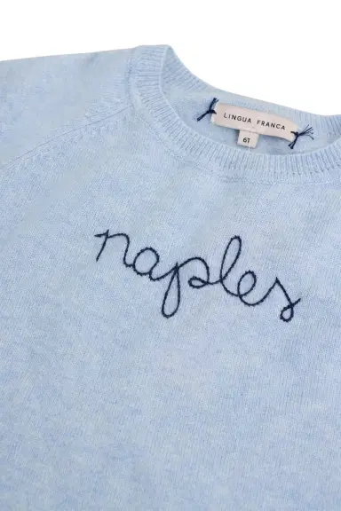 LINGUA FRANCA Kids Naples Crewneck - Sky Blue | Thumbnail 2 LINGUA FRANCA Kids Naples Crewneck - Sky Blue | Thumbnail 2