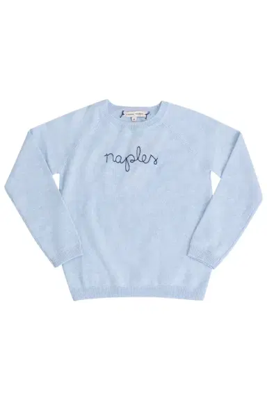 LINGUA FRANCA Kids Naples Crewneck - Sky Blue | Thumbnail 1 LINGUA FRANCA Kids Naples Crewneck - Sky Blue | Thumbnail 1