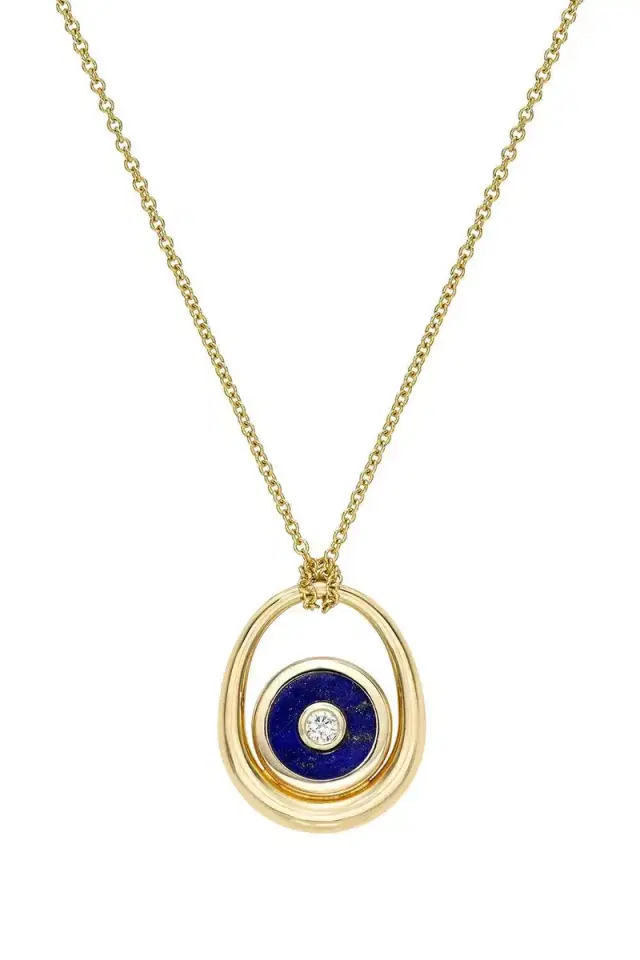 Retrouvaí Lapis Diamond Midi Compass Sling Pendant Necklace