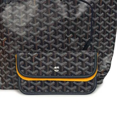 goyard Goyard Goyardine Navy Saint Louis PM Tote Bag Palladium Hardware | Thumbnail 6