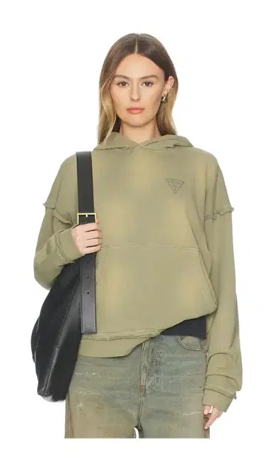 Guess Originals Small Triangle Logo Boxy Hoodie | Thumbnail 1 Guess Originals Small Triangle Logo Boxy Hoodie | Thumbnail 1