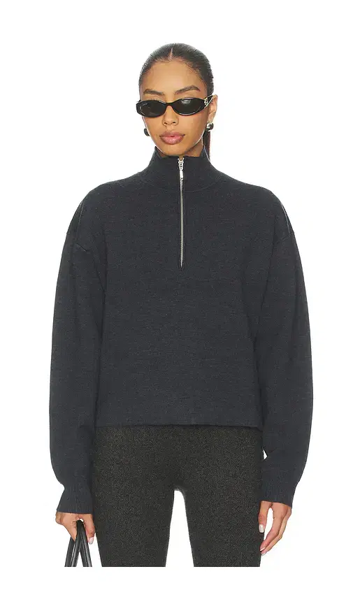 EAVES Brecken Double Faced Half Zip Sweater