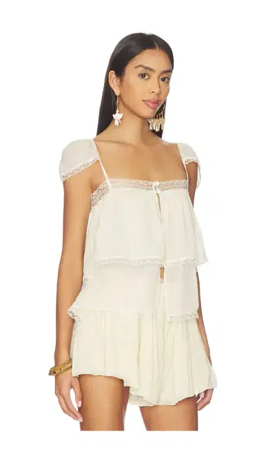 SWF Lace Trim Babydoll Top | Thumbnail 2