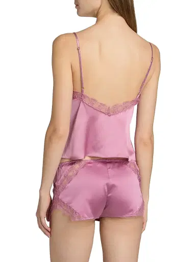 Kiki de Montparnasse Women's Lace-Trim Silk Camisole - Mauve - Size Large | Thumbnail 4