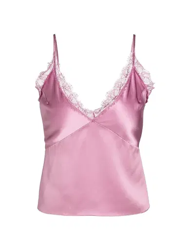 Kiki de Montparnasse Women's Lace-Trim Silk Camisole - Mauve - Size Large | Thumbnail 1