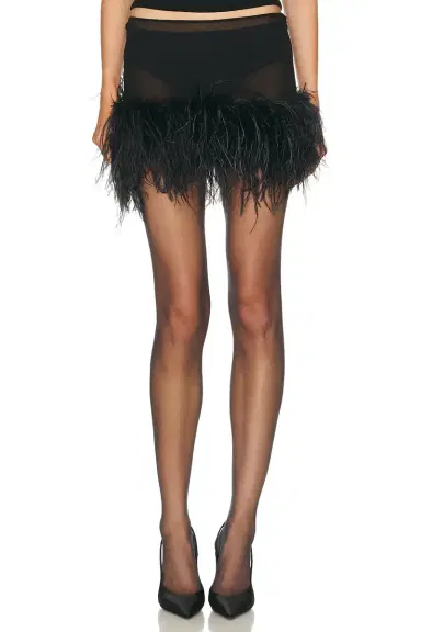 The Attico Sheer Feather Mini Skirt | Thumbnail 1 The Attico Sheer Feather Mini Skirt | Thumbnail 1