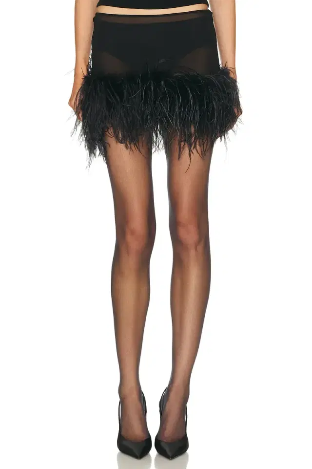 Sheer Feather Mini Skirt