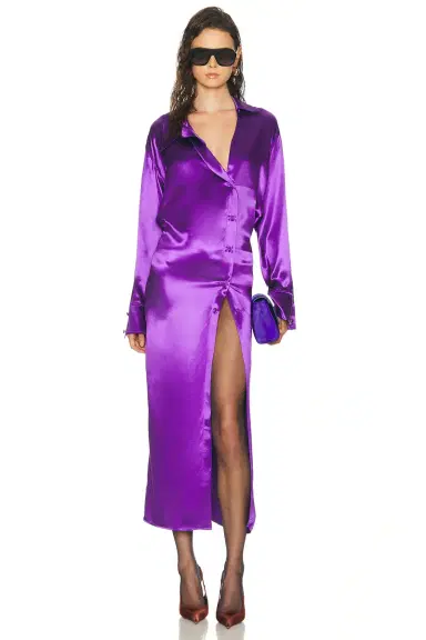 The Attico Midi Satin Dress | Thumbnail 1 The Attico Midi Satin Dress | Thumbnail 1
