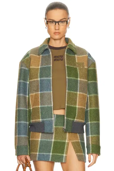 Miu Miu Check Padded Jacket | Thumbnail 1 Miu Miu Check Padded Jacket | Thumbnail 1