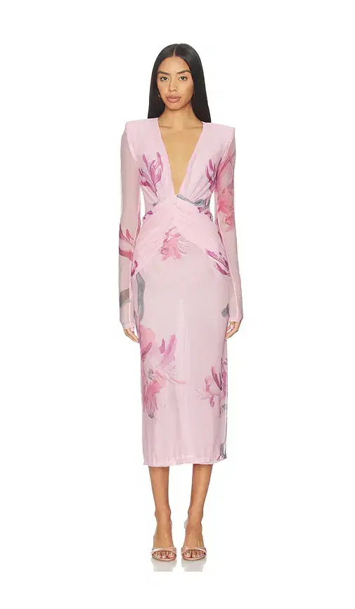 PatBO Honey Flower Tulle Midi Dress