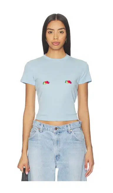 HOMMEgirls X Fruit Of The Loom Baby Tee With Double Logo | Thumbnail 1