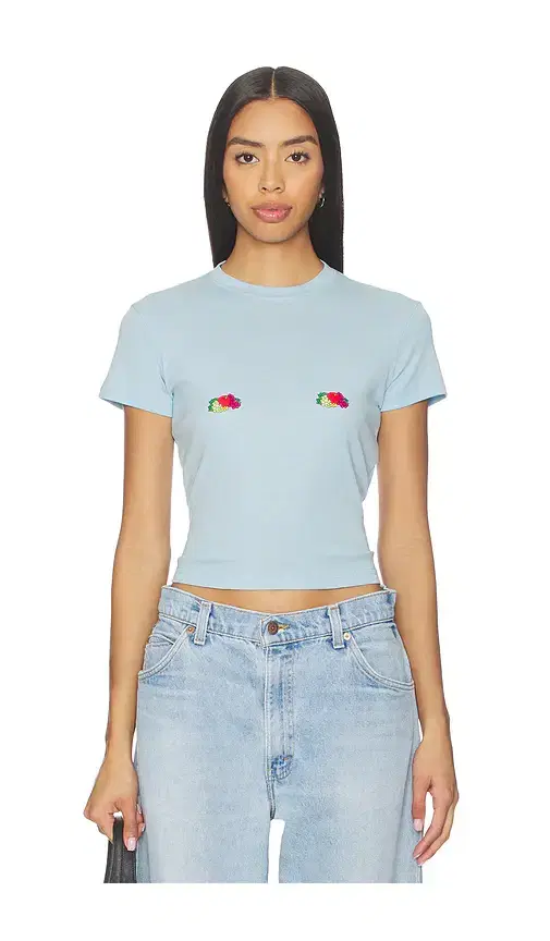 X Fruit Of The Loom Baby Tee With Double Logo