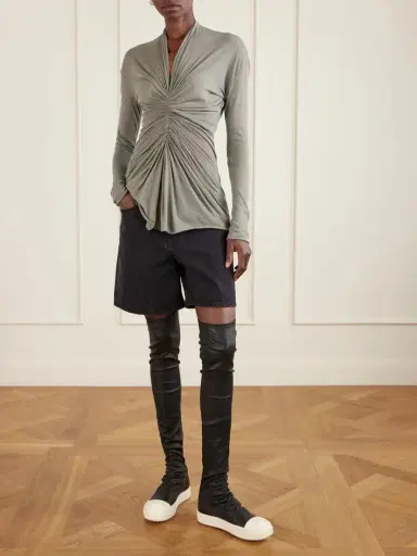 Rick Owens Ruched Cotton-jersey T-shirt | Thumbnail 2 Rick Owens Ruched Cotton-jersey T-shirt | Thumbnail 2