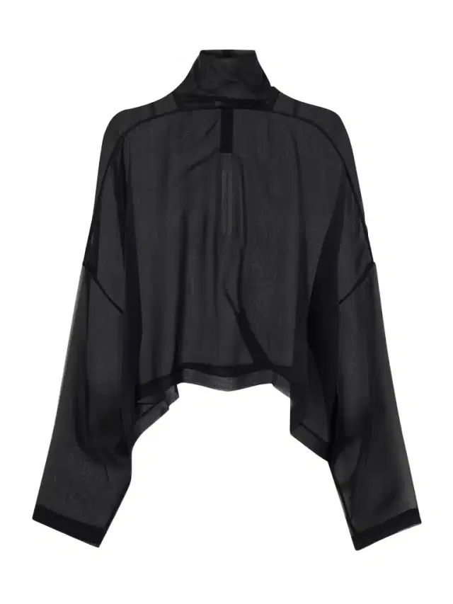 Jumbo Tabard Silk-chiffon Turtleneck Blouse