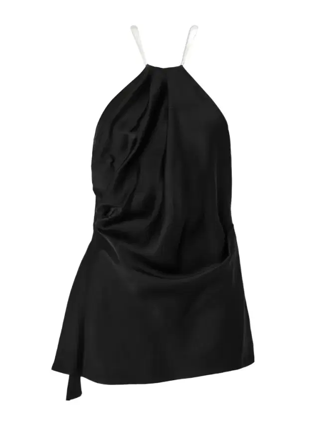 Chain-embellished Gathered Satin Top