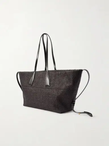 Balmain Track Leather-trimmed Raffia Tote | Thumbnail 4