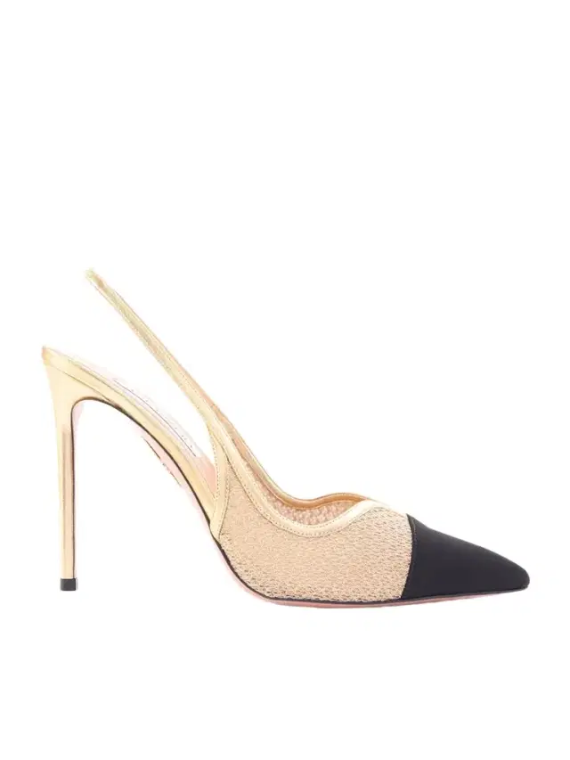 Gia 105 Leather-trimmed Mesh And Grosgrain Slingback Pumps