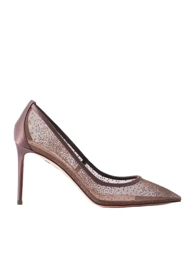 Nude 85 Satin-trimmed Embellished Mesh Pumps