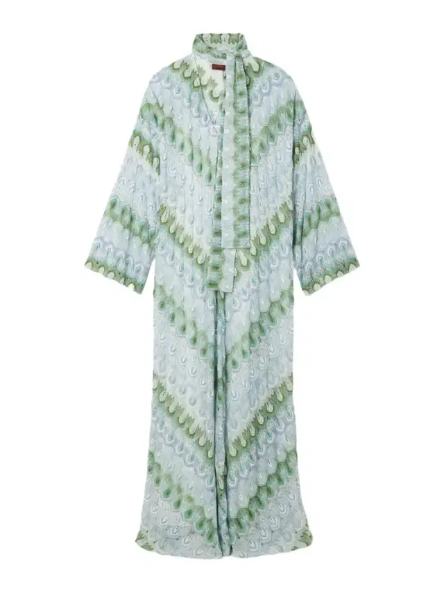 Tie-detailed Striped Metallic Crochet-knit Maxi Dress