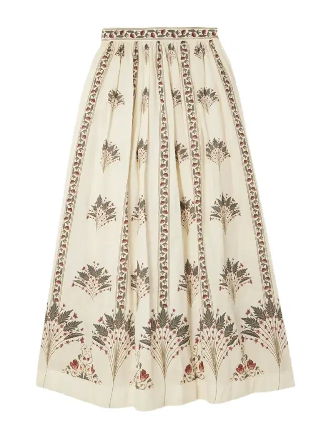 Ocaso Tangelo Andes Pleated Floral-print Linen Maxi Skirt
