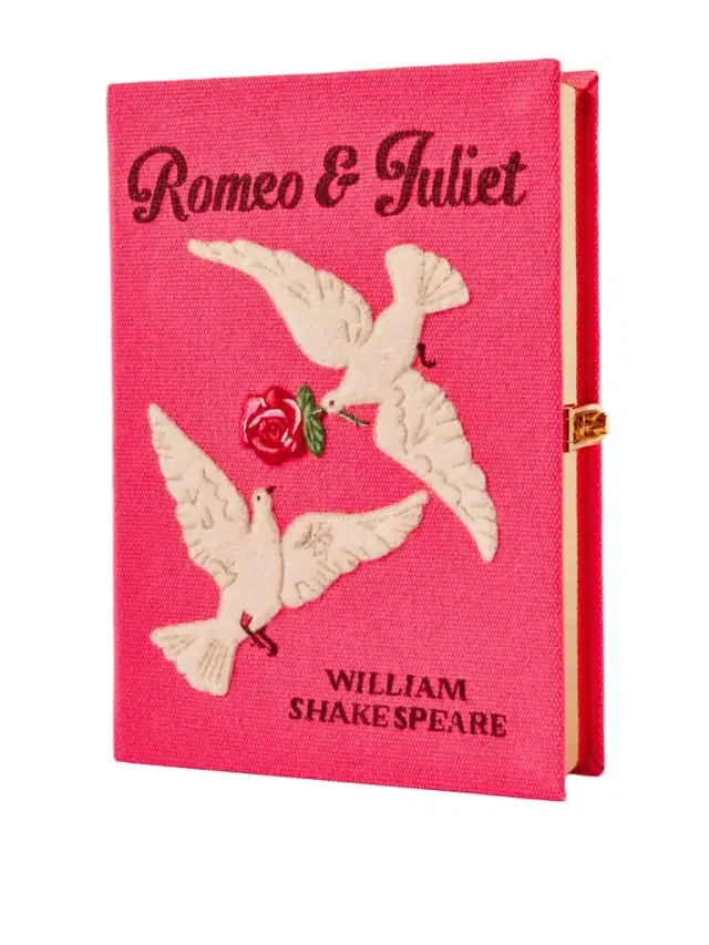 Romeo & Juliet Embroidered Appliquéd Canvas Clutch