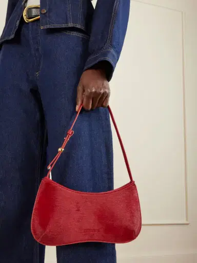 Jacquemus Le Bisou Embellished Leather-trimmed Calf Hair Shoulder Bag | Thumbnail 2