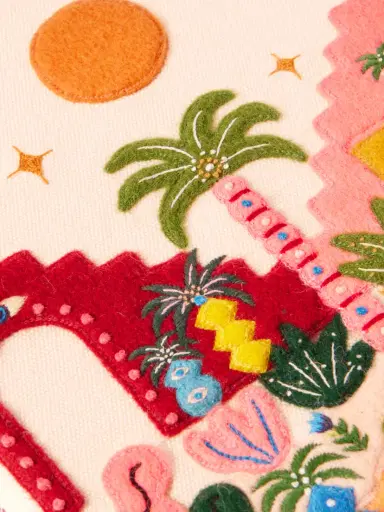 Olympia Le-Tan Tropic Vibes Embroidered Appliquéd Cotton, Wool And Silk-blend Canvas Clutch | Thumbnail 4
