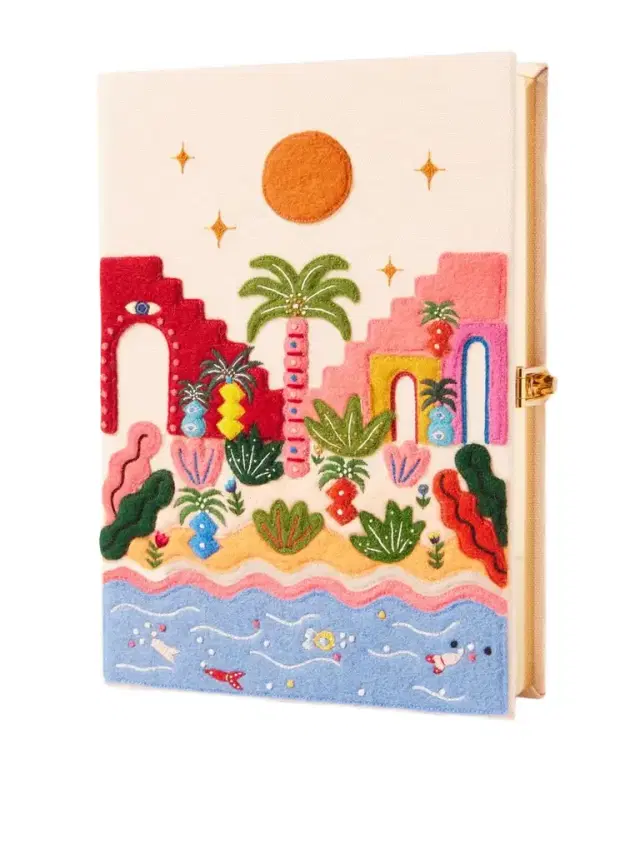 Tropic Vibes Embroidered Appliquéd Cotton, Wool And Silk-blend Canvas Clutch