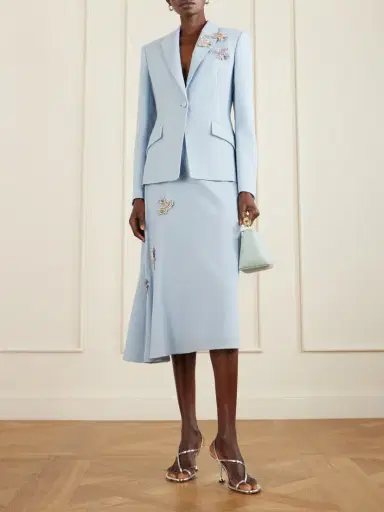 Erdem Asymmetric Draped Embellished Wool-crepe Midi Skirt | Thumbnail 2 Erdem Asymmetric Draped Embellished Wool-crepe Midi Skirt | Thumbnail 2