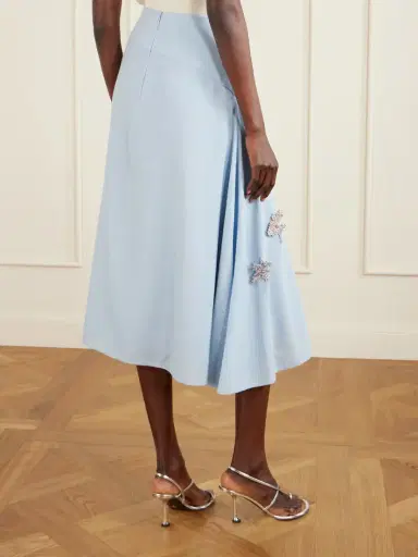 Erdem Asymmetric Draped Embellished Wool-crepe Midi Skirt | Thumbnail 3 Erdem Asymmetric Draped Embellished Wool-crepe Midi Skirt | Thumbnail 3