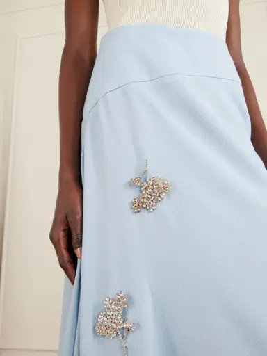 Erdem Asymmetric Draped Embellished Wool-crepe Midi Skirt | Thumbnail 4 Erdem Asymmetric Draped Embellished Wool-crepe Midi Skirt | Thumbnail 4