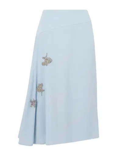 Erdem Asymmetric Draped Embellished Wool-crepe Midi Skirt | Thumbnail 1 Erdem Asymmetric Draped Embellished Wool-crepe Midi Skirt | Thumbnail 1