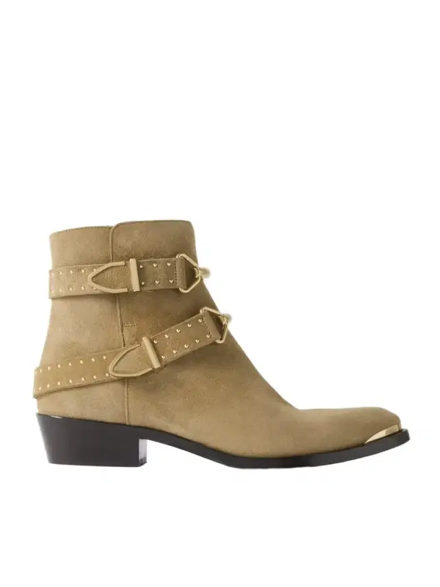 Zalya Buckled Studded Suede Ankle Boots