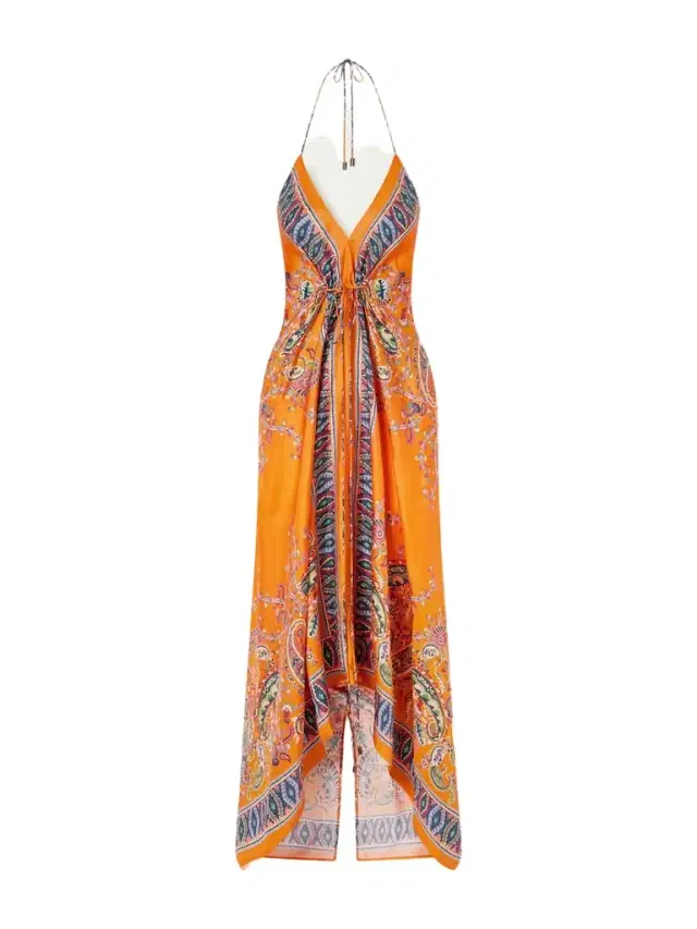 Paisley-print Silk-twill Halterneck Maxi Dress