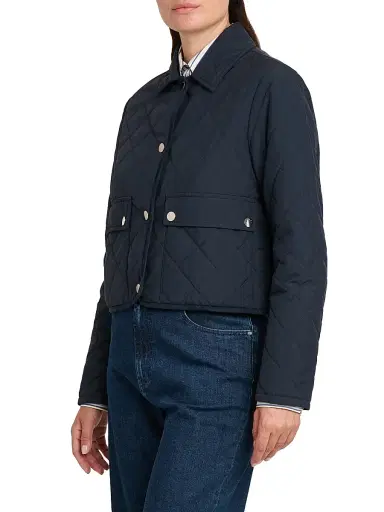 Kiton Women's Diamond Quilted Jacket - Blue - Size 6 | Thumbnail 4