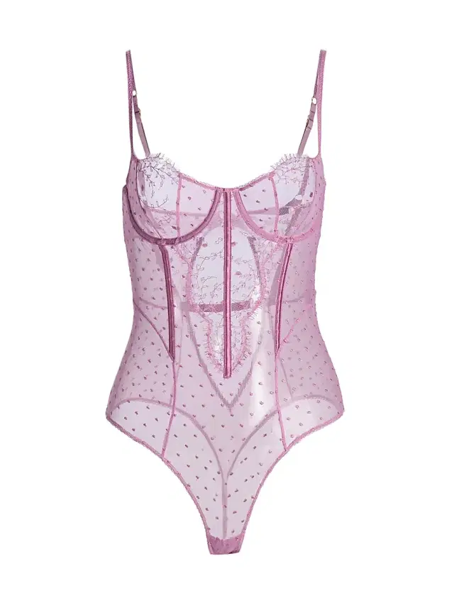 Women's Merci Beaucoup Laced One-Piece Bodysuit - Mauve
