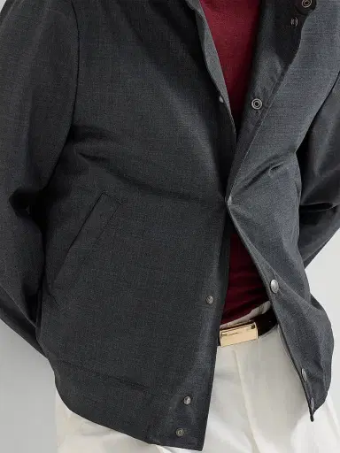 Brunello Cucinelli Men's Bonded Virgin Wool Fresco Outerwear Jacket | Thumbnail 4 Brunello Cucinelli Men's Bonded Virgin Wool Fresco Outerwear Jacket | Thumbnail 4