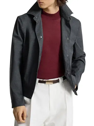 Brunello Cucinelli Men's Bonded Virgin Wool Fresco Outerwear Jacket | Thumbnail 5 Brunello Cucinelli Men's Bonded Virgin Wool Fresco Outerwear Jacket | Thumbnail 5