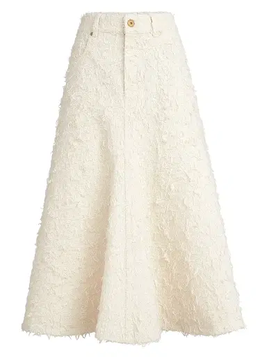 Brunello Cucinelli Women's Fuzzy Dyed Denim Five Pocket Flared Skirt with Monili | Thumbnail 1