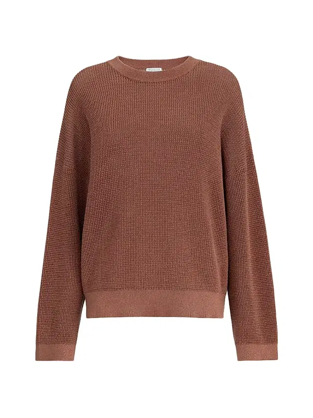 Women's Cotton Sparkling Net Sweater - Red