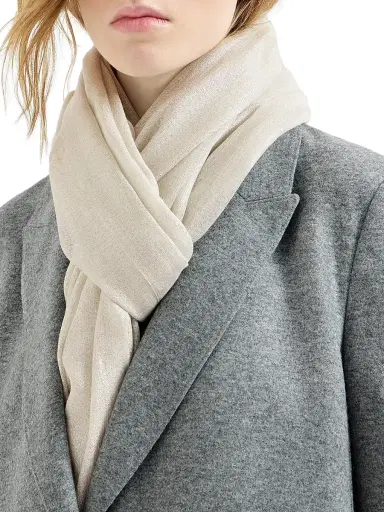 Brunello Cucinelli Women's Cashmere and Silk Sparkling Scarf - Pearl Grey | Thumbnail 2