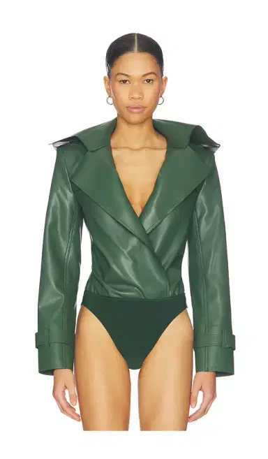 Norma Kamali Double Breasted Trench Bodysuit | Thumbnail 2