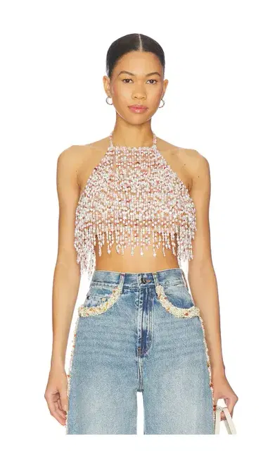PatBO Pearl Dust Embroidery Halterneck Top | Thumbnail 1 PatBO Pearl Dust Embroidery Halterneck Top | Thumbnail 1