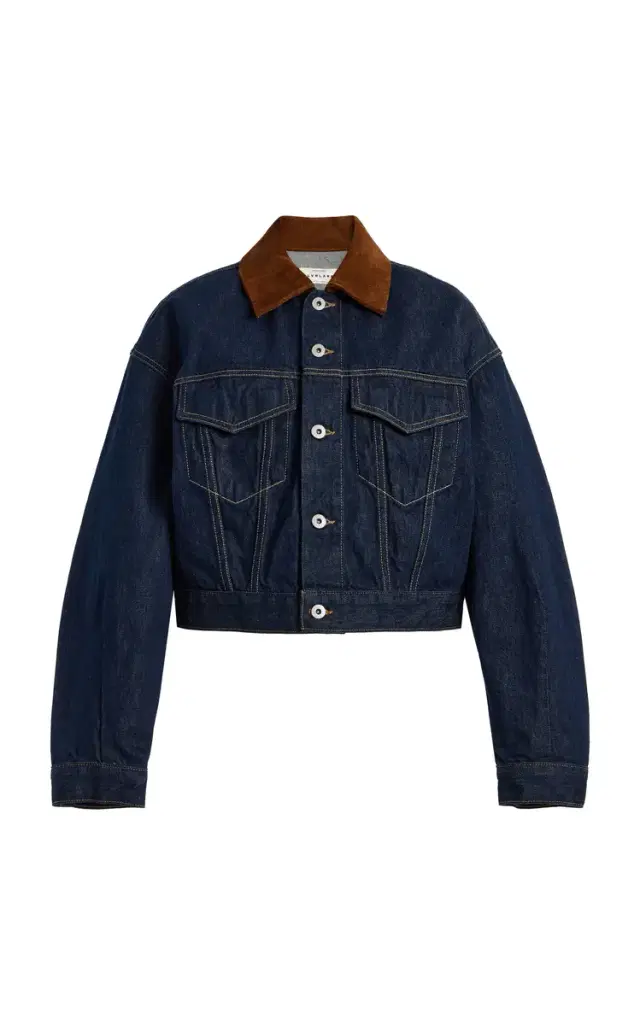 Kira Curve-Sleeve Denim Trucker Jacket