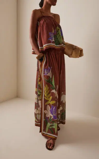 ALÉMAIS Alfie Ruched Cotton-Silk Wide-Leg Pants | Thumbnail 2