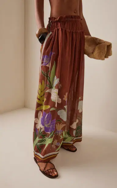 ALÉMAIS Alfie Ruched Cotton-Silk Wide-Leg Pants | Thumbnail 3