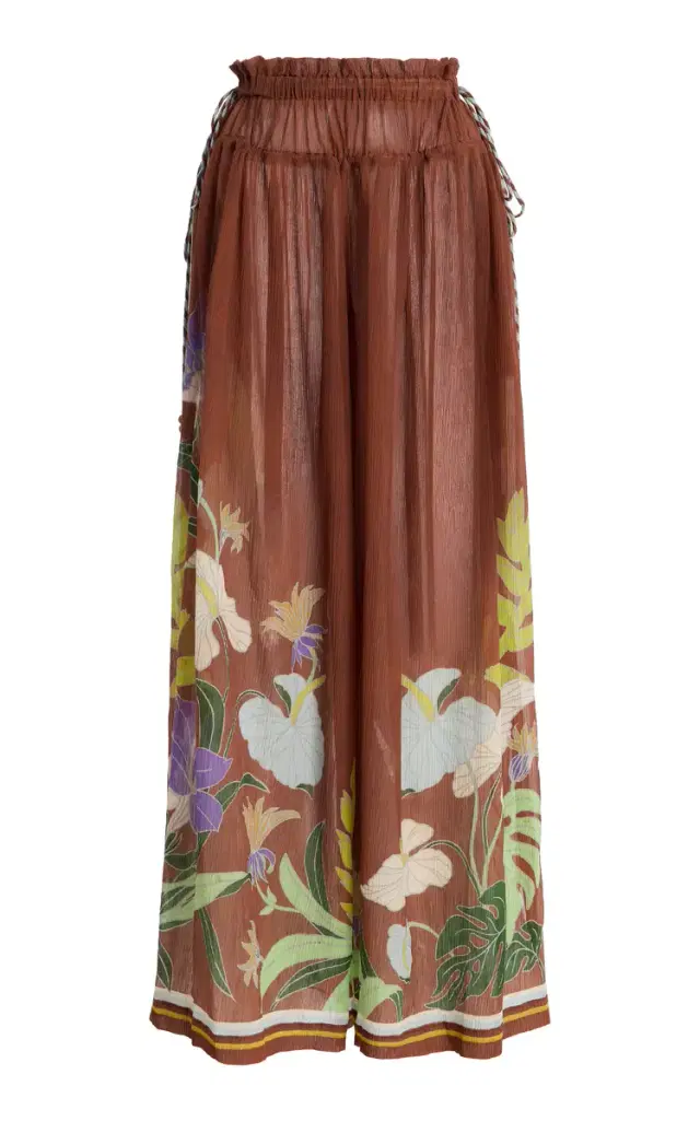 Alfie Ruched Cotton-Silk Wide-Leg Pants