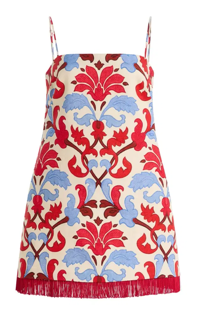 Valencia Fringed Linen Mini Dress