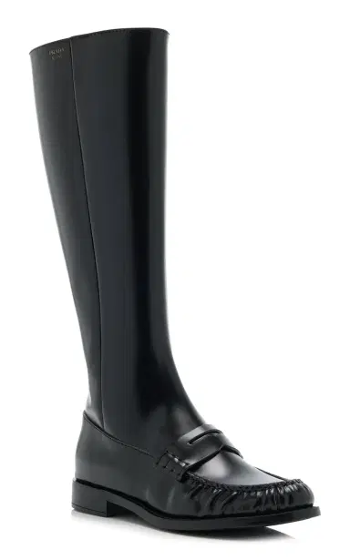 Prada Leather Knee Boots | Thumbnail 4
