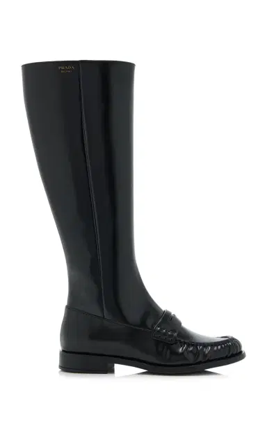 Prada Leather Knee Boots | Thumbnail 1